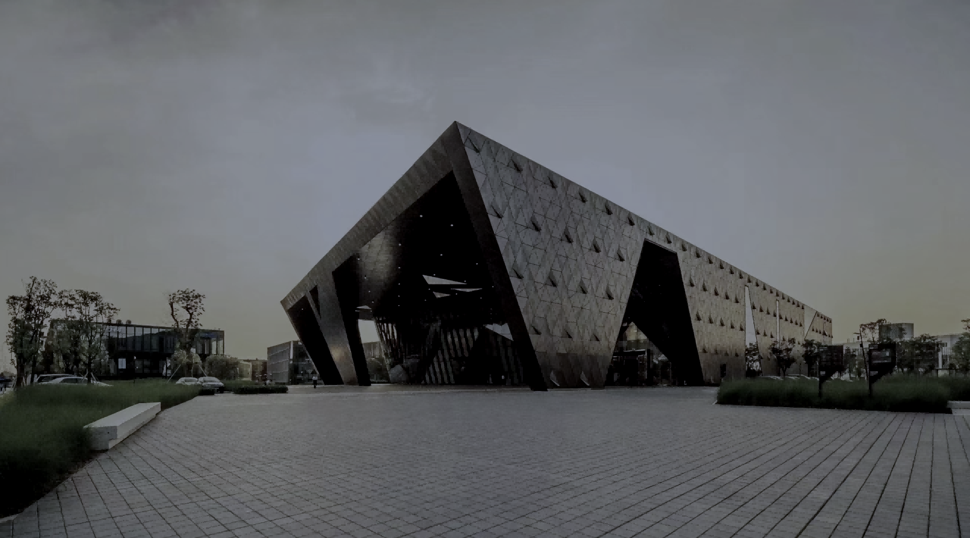 关键词：智慧园区，，，，科技建筑，，深圳市新雳科技;描述：深圳市新雳科技智慧园区相关的现代化科技建筑外观，，，，展现智慧园区的建筑风貌